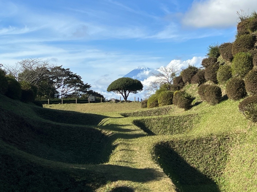 山中城跡　障子堀と富士山